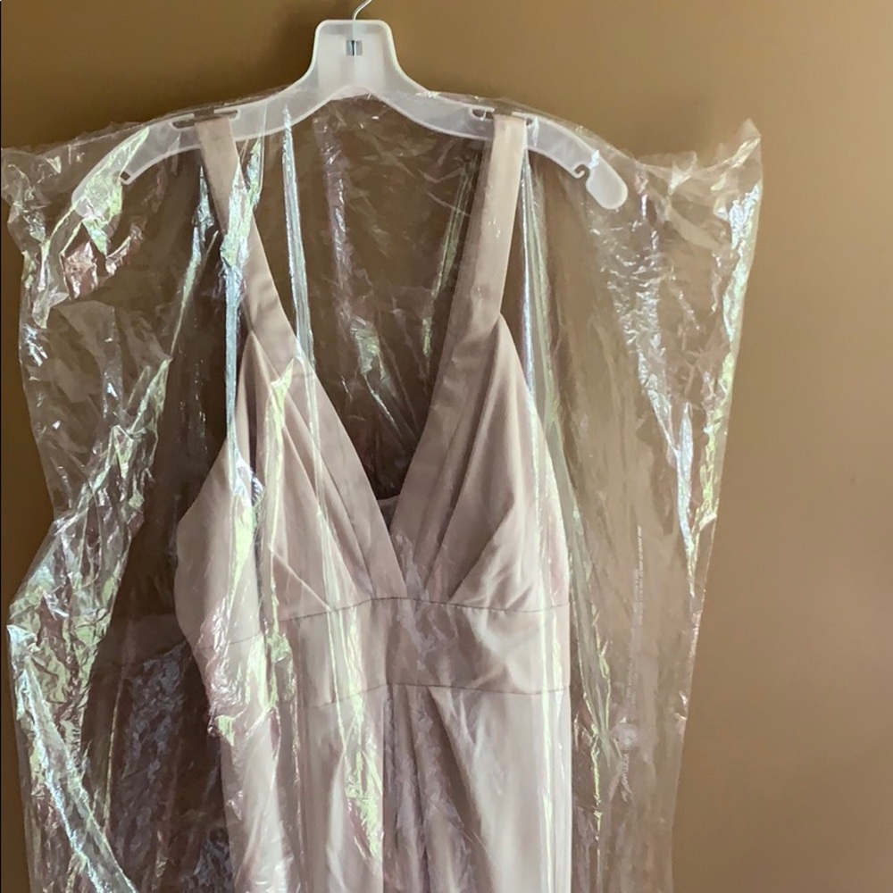 Plunging-V Jersey Satin Trim Bridesmaid Dress - Picture 2 of 2